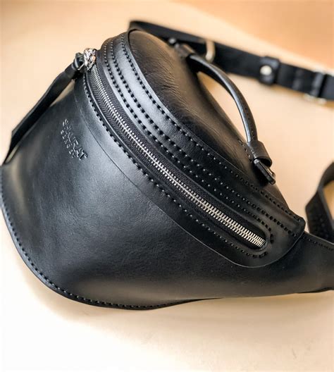 black leather belt bag